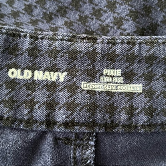 •Old Navy• Houndstooth Navy/Black Pixie High Rise Pants - Size 14 - Picture 2 of 8